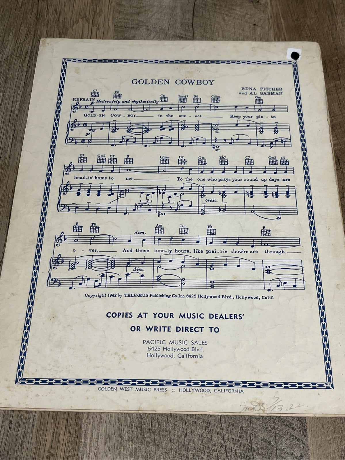 Vintage 1942 My Great, Great, Grandfather Sheet Music by "One Man's Family"