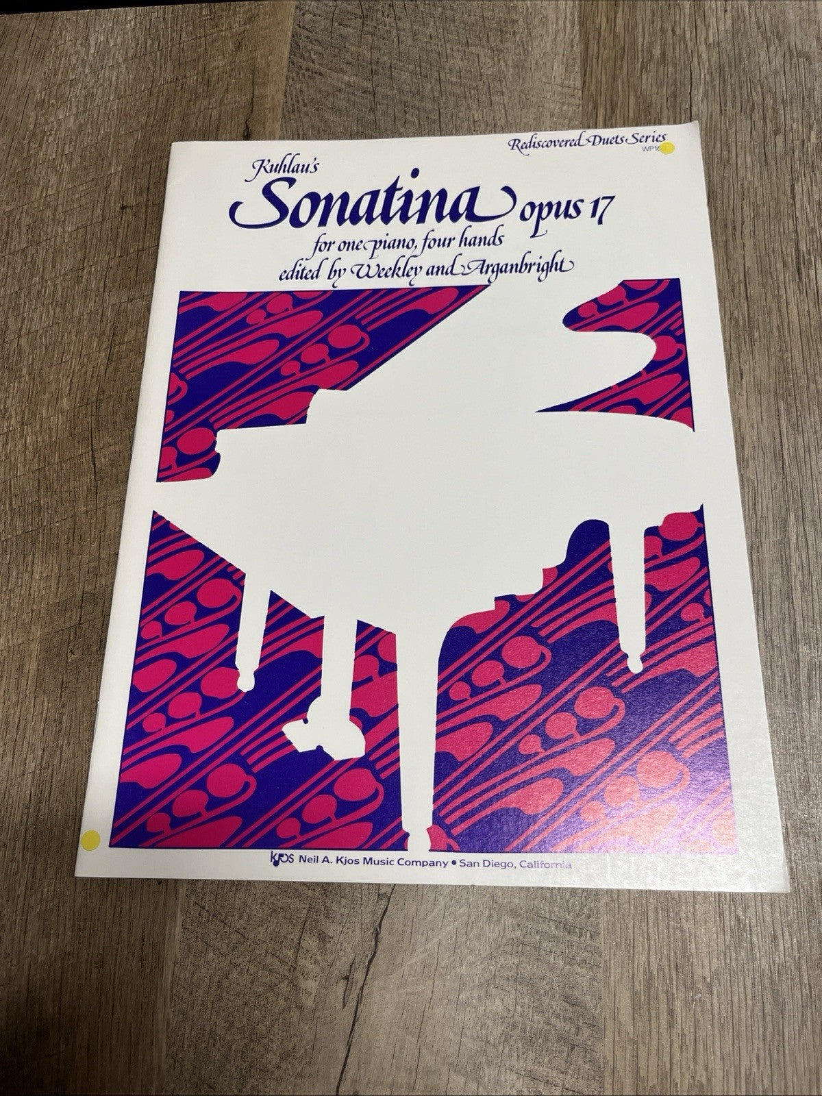 Ruhlman's Sonatina Opus 17 For One Piano,Four Hands By Weekly & Arganbright 1987