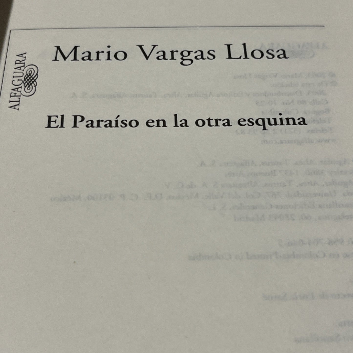 El Paraíso en la otra esquina (Spanish Edition) By Mario Vargas