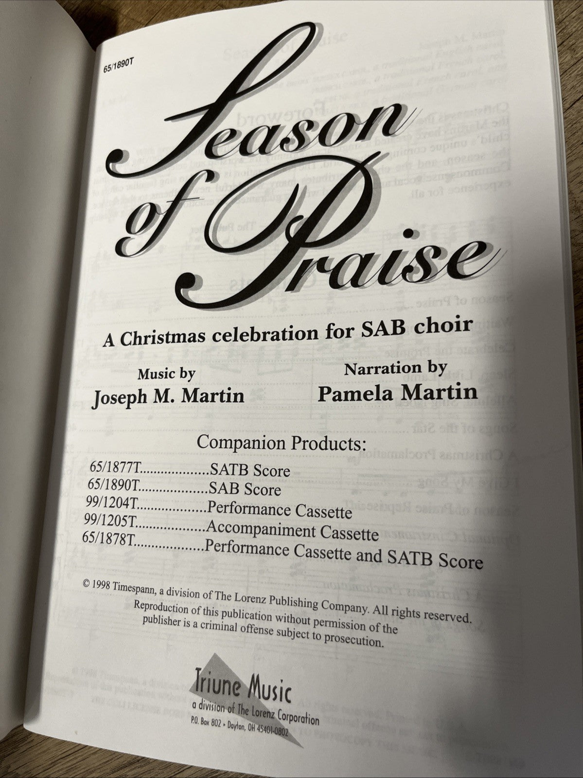 Season of Praise A Christmas Celebration for SATB Choir 65/1890T