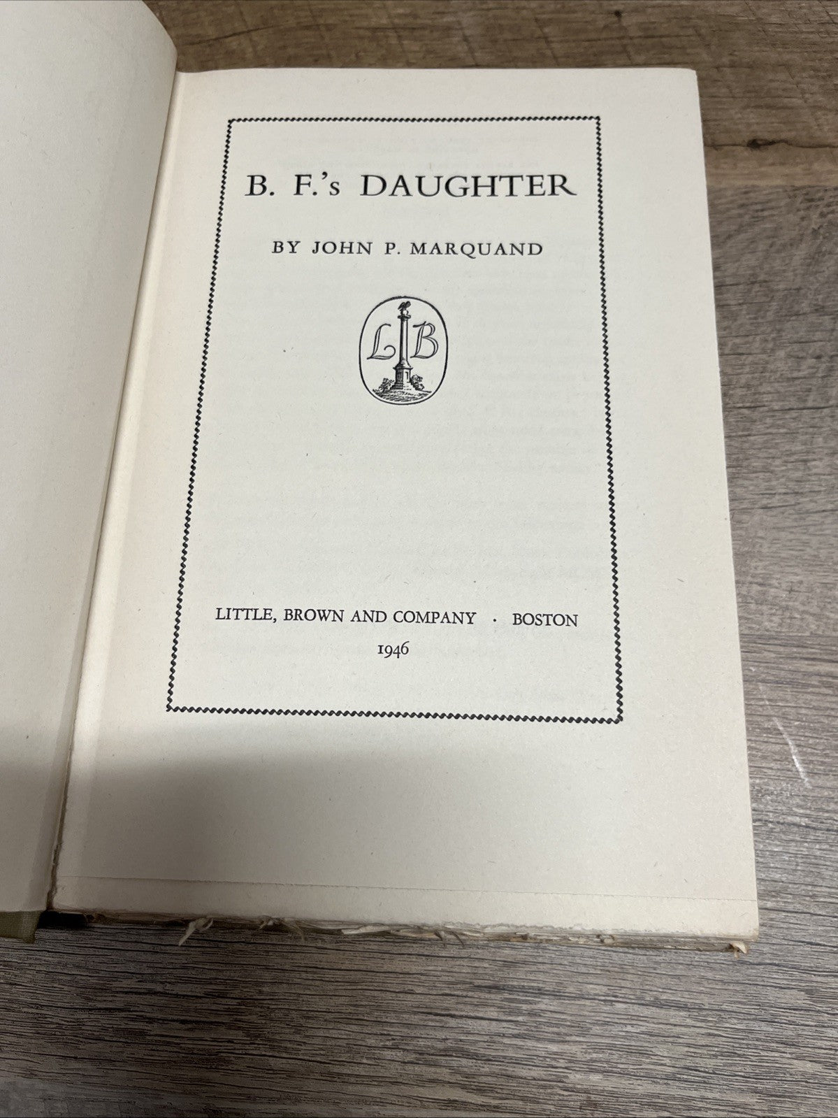 B.F 'S Daughter 1st Edition By John P Marquand 1946 Hardcover Book Club Edition