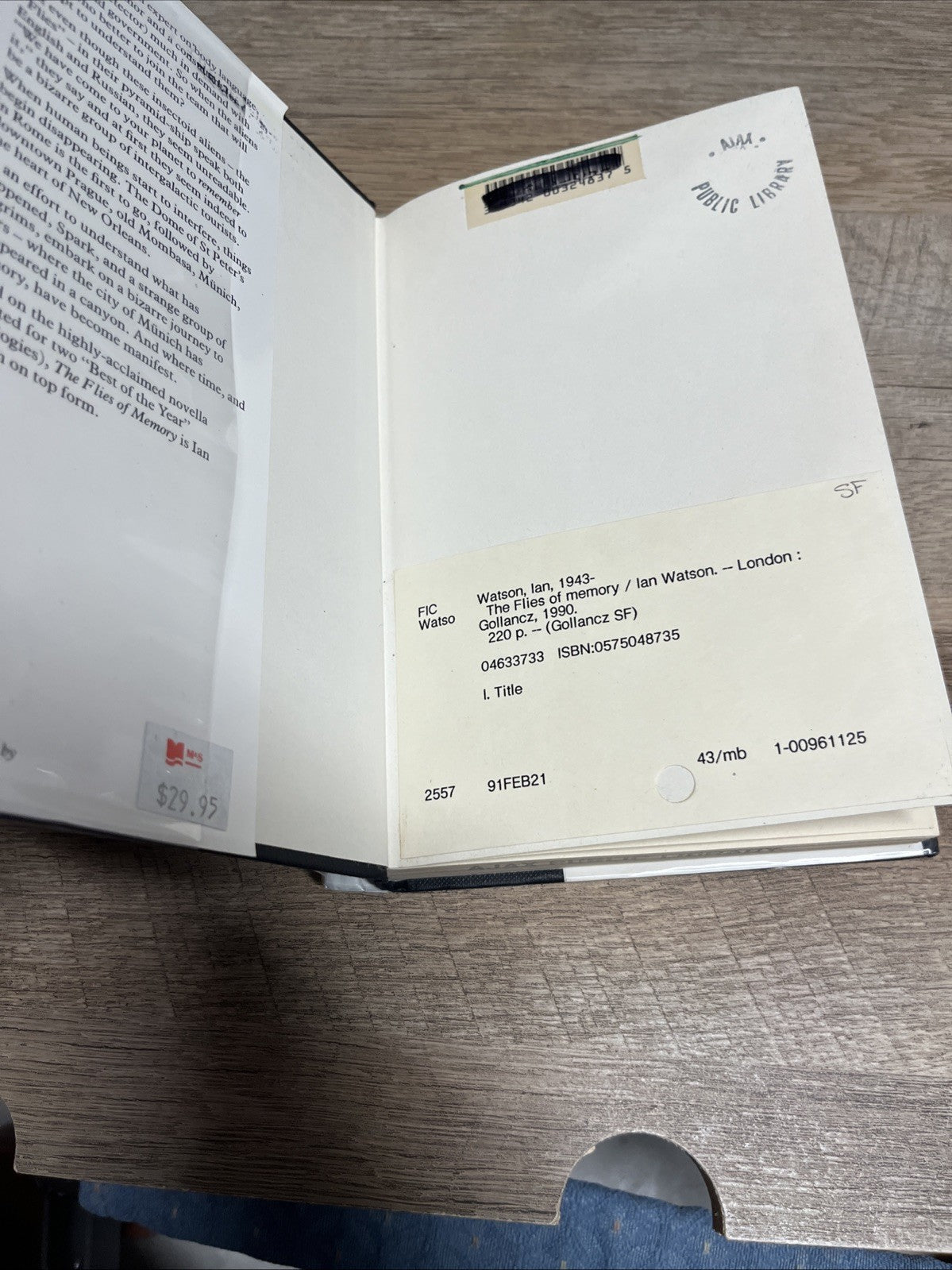 The Flies of Memory by Ian Watson ( UK Edition)