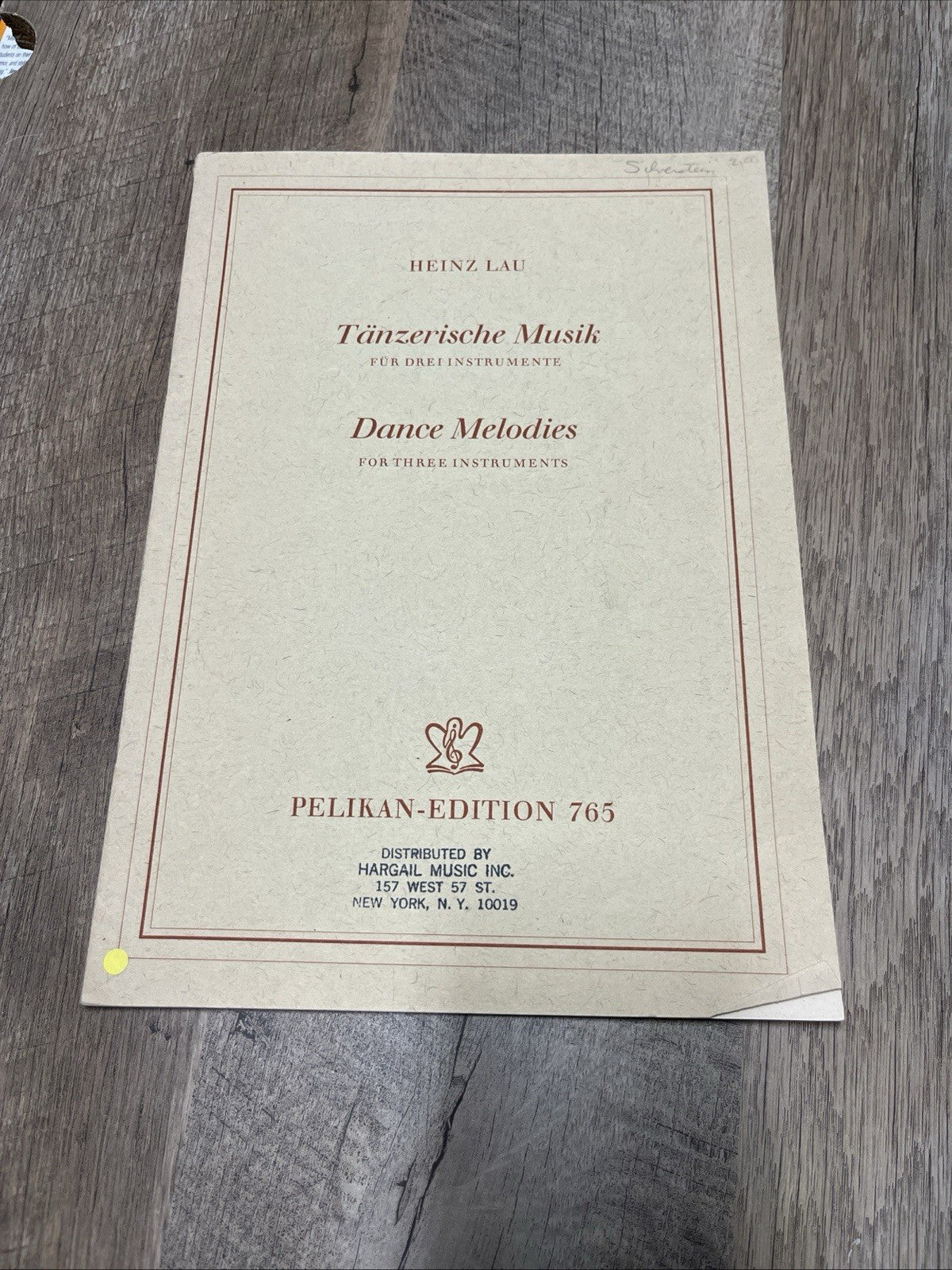 Heinz Lau Tänzerische Musik for drei instrumente Dance Melodies For Three Instr