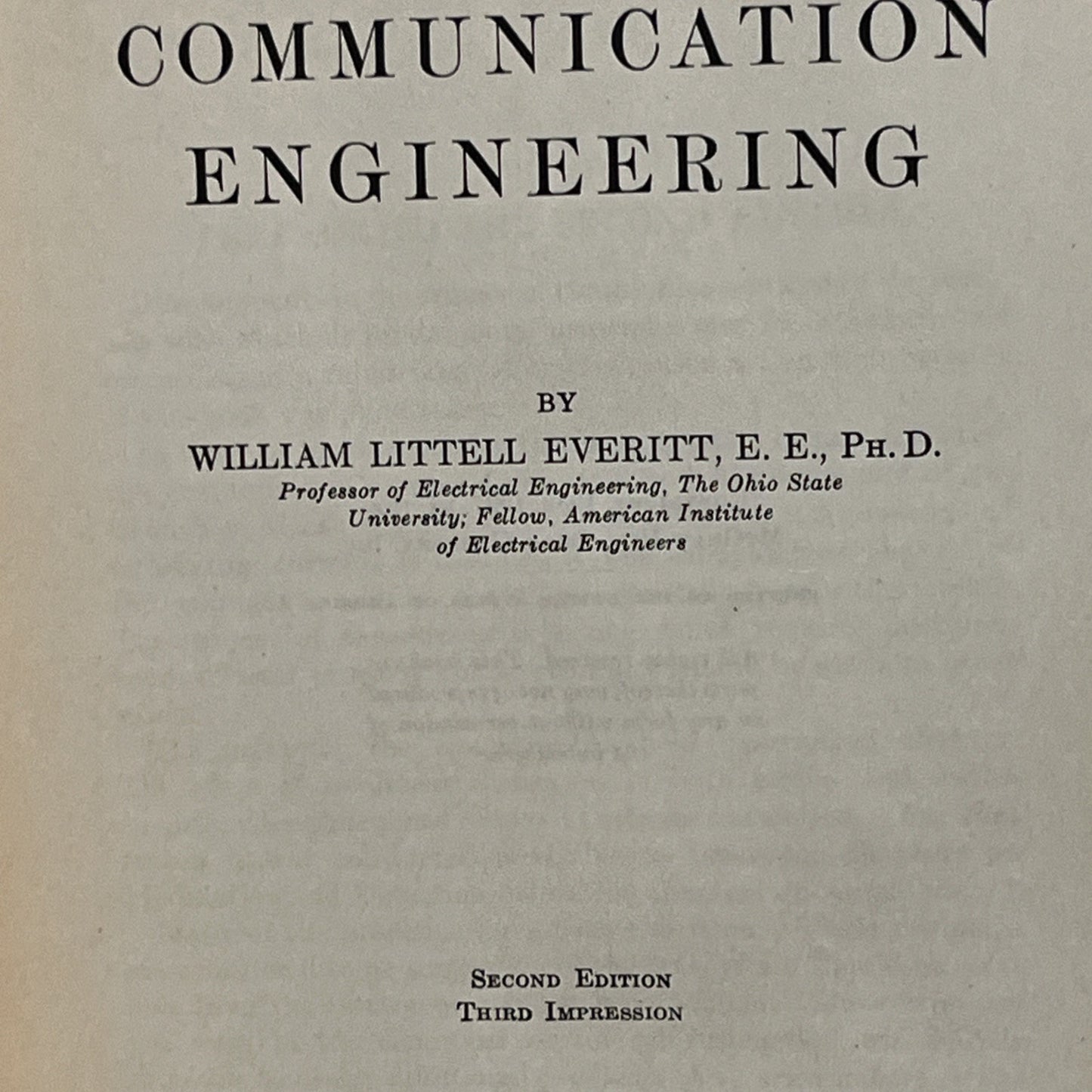 Communication Engineering by William Littell Everitt 2nd Ed, 1937 Radio,Networks