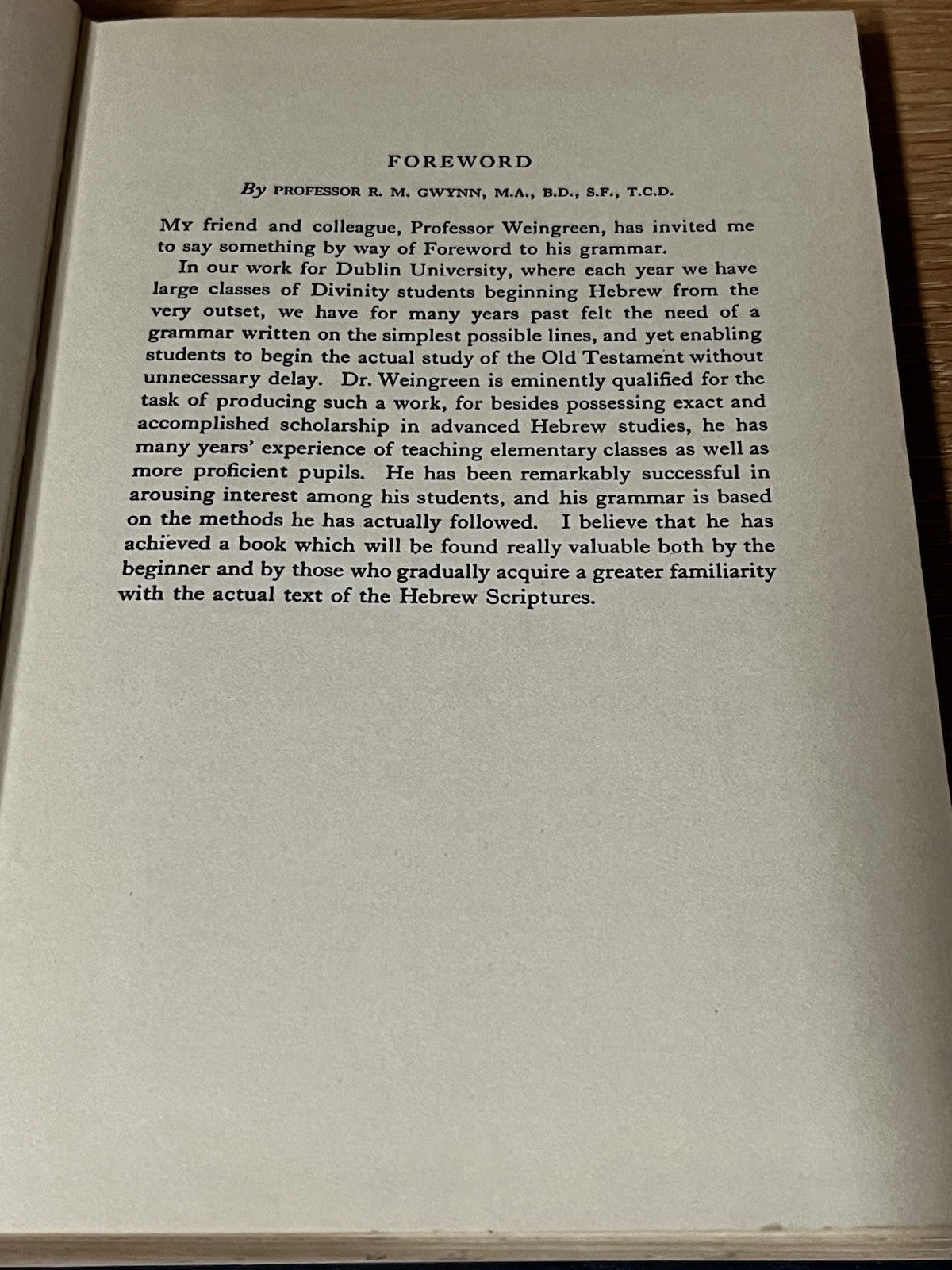 A Practical Grammar For Classical Hebrew J. Weingreen, M.A, PH.D 1969 Hebrew/Eng