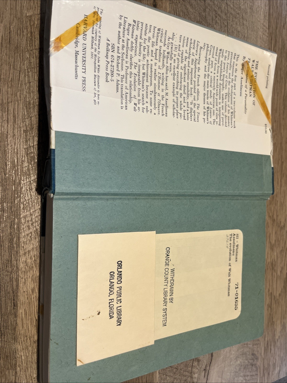 The Evolution of Walt Whitman the Creation of A Personality by Roger Asselineau