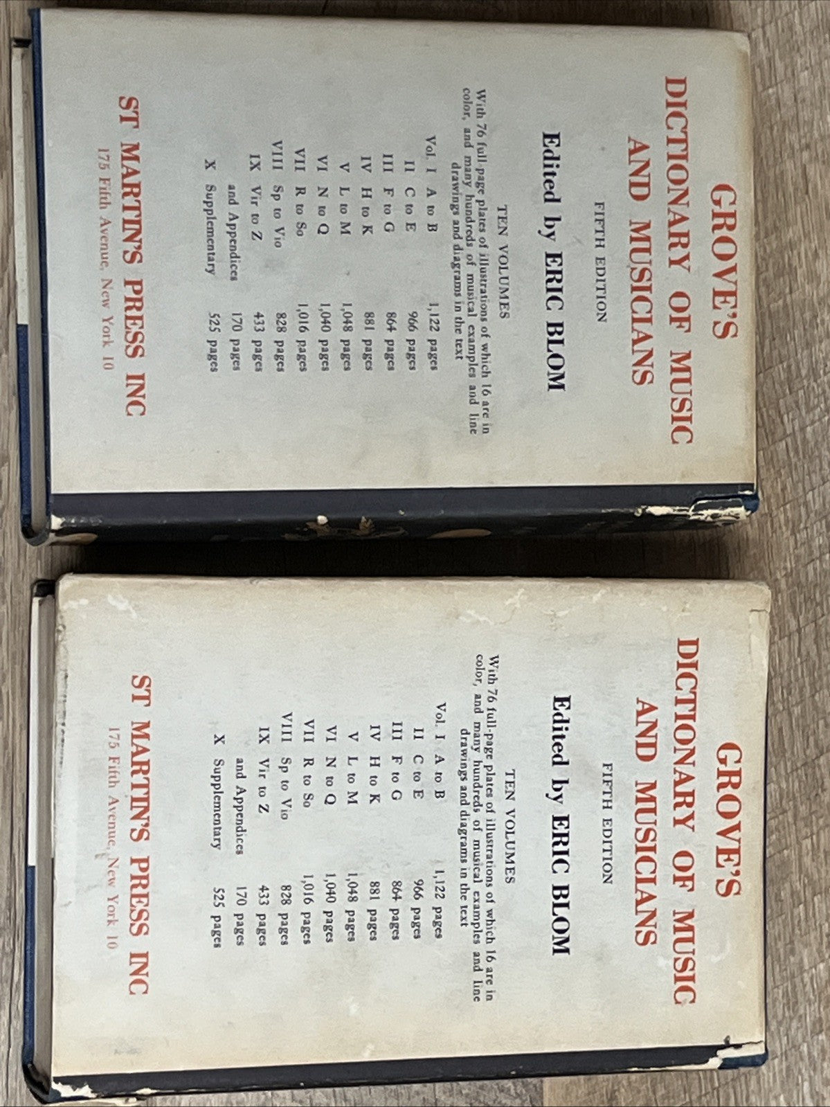 Grove Dictionary of Music and Musicians 5th Ed Complete Set Vol 1 - 10 (A — Z)
