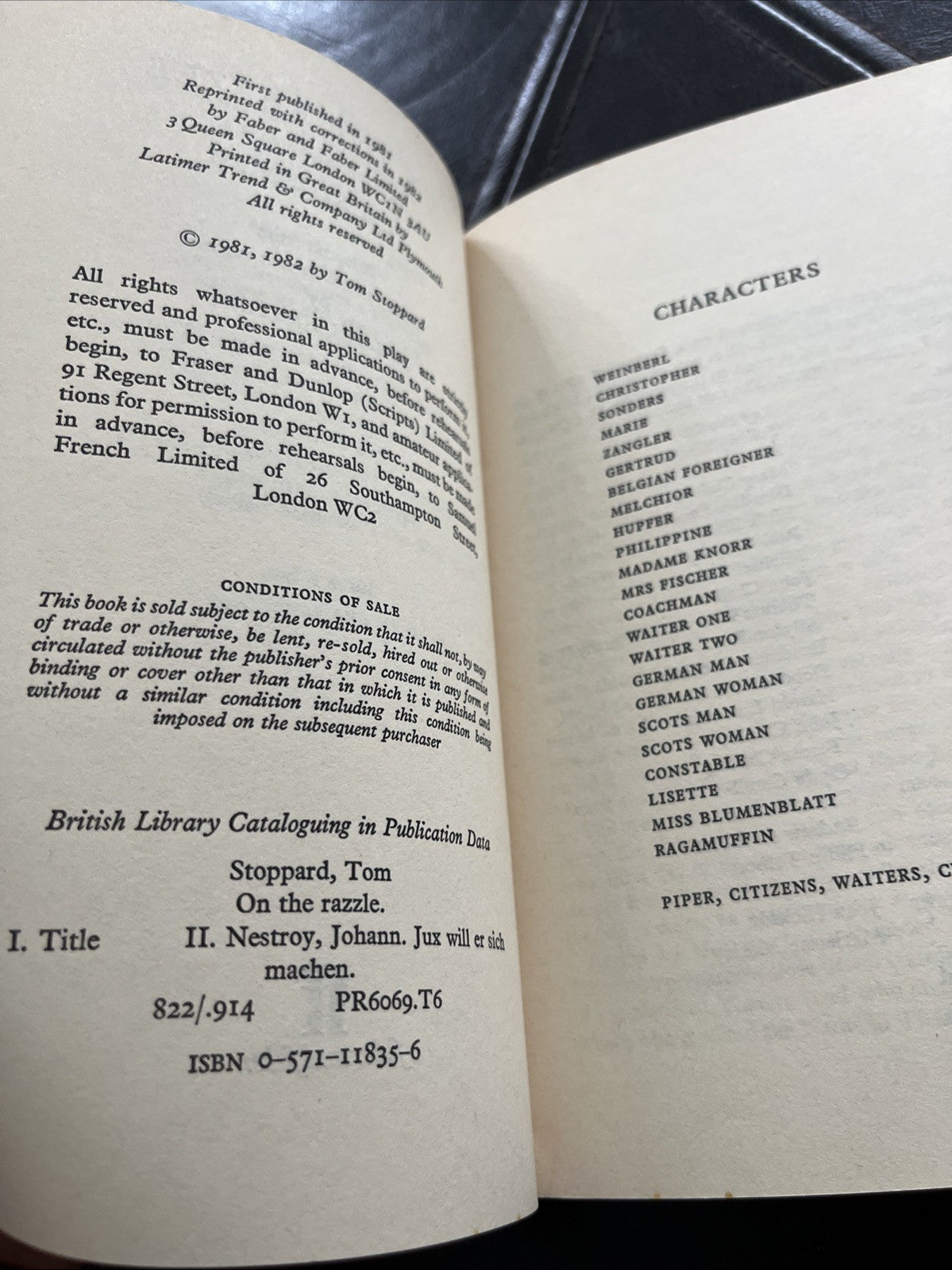 On the Razzle by Tom Stoppard From Einen Jux Will er Sich Machen Johann Nestroy