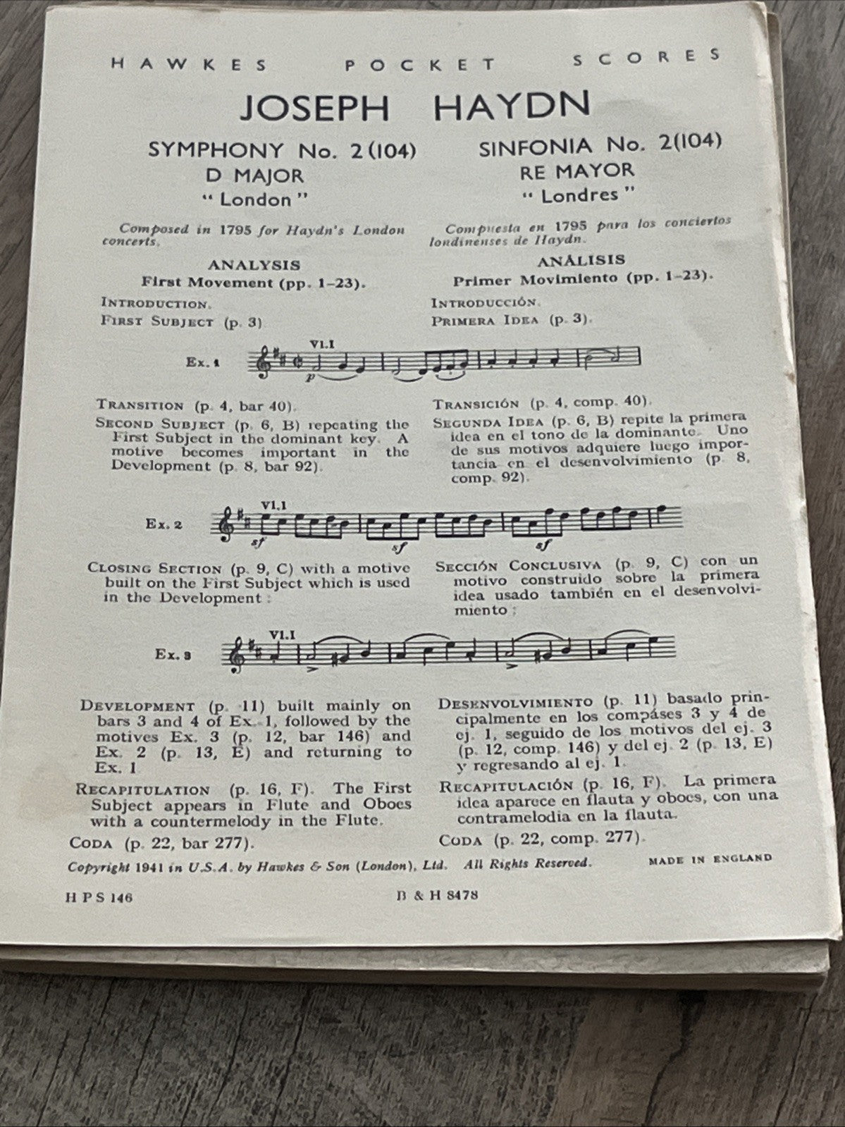 Hawkes Pocket Scores Haydn Symphony 6, No 148 Orchestra Music Book 1921