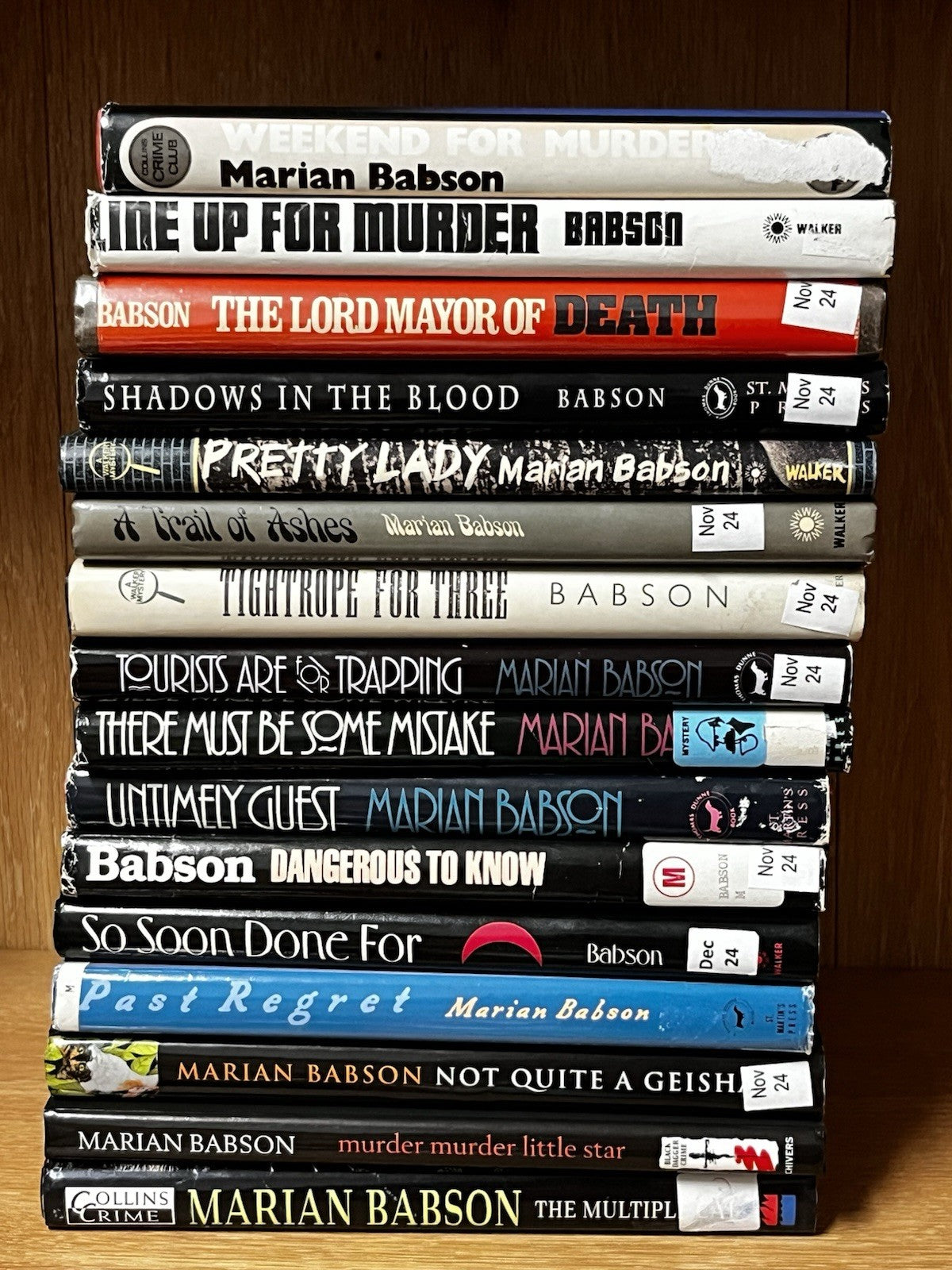 Marian Babson 16 Book Lot A Walker’s Mystery ~ Incredible/St Martin’s.. HC/DJ