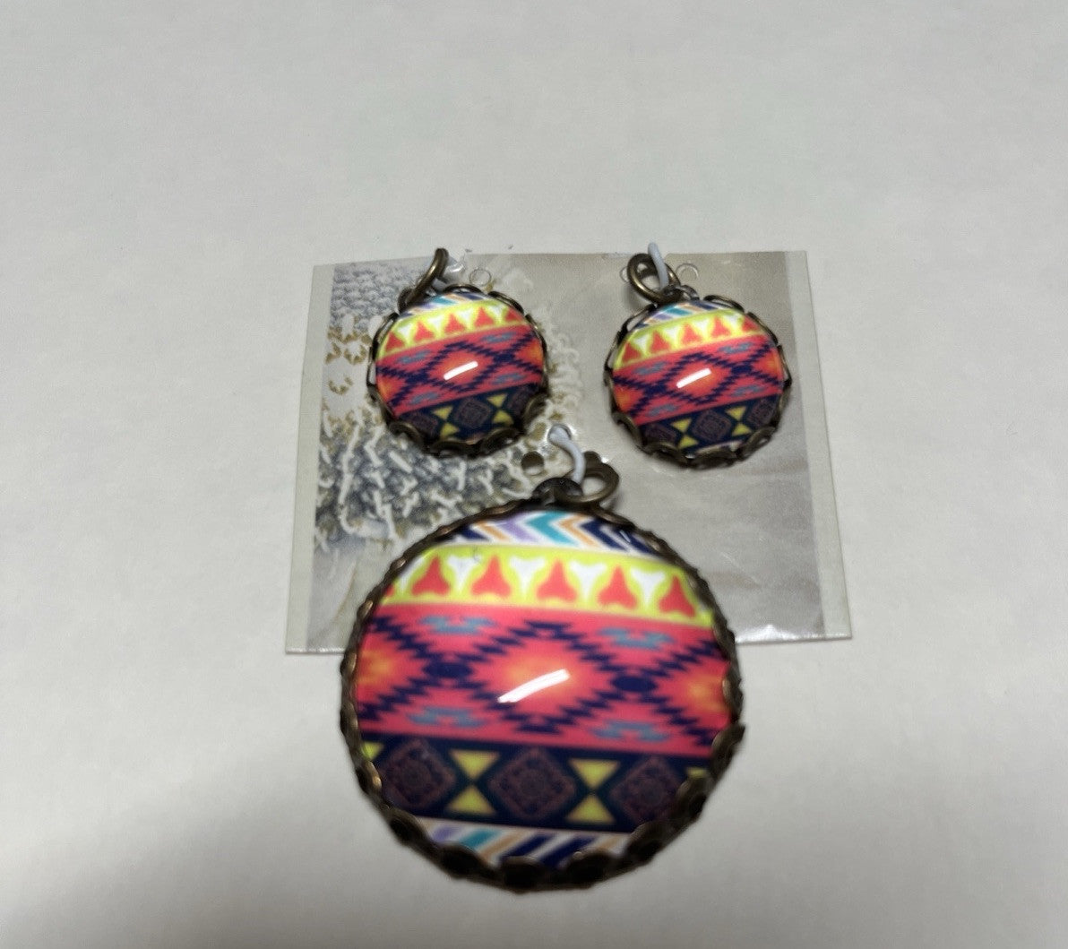 Red And Black Bohemian Southwestern Chic Pendant For Necklace & Earrings