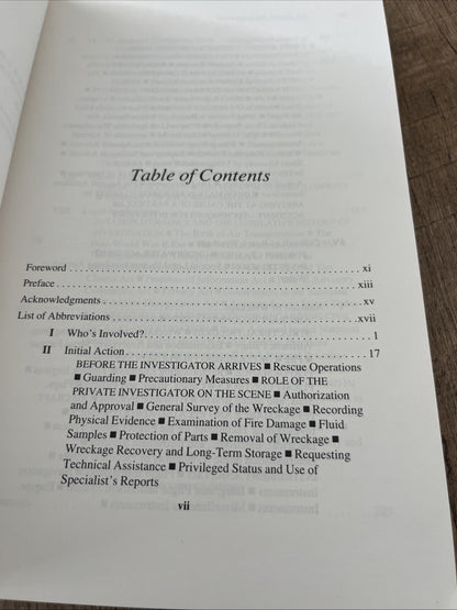 AIR CRASH INVESTIGATION OF GENERAL AVIATION AIRCRAFT 1st Ed By Glenn Ellis 1984