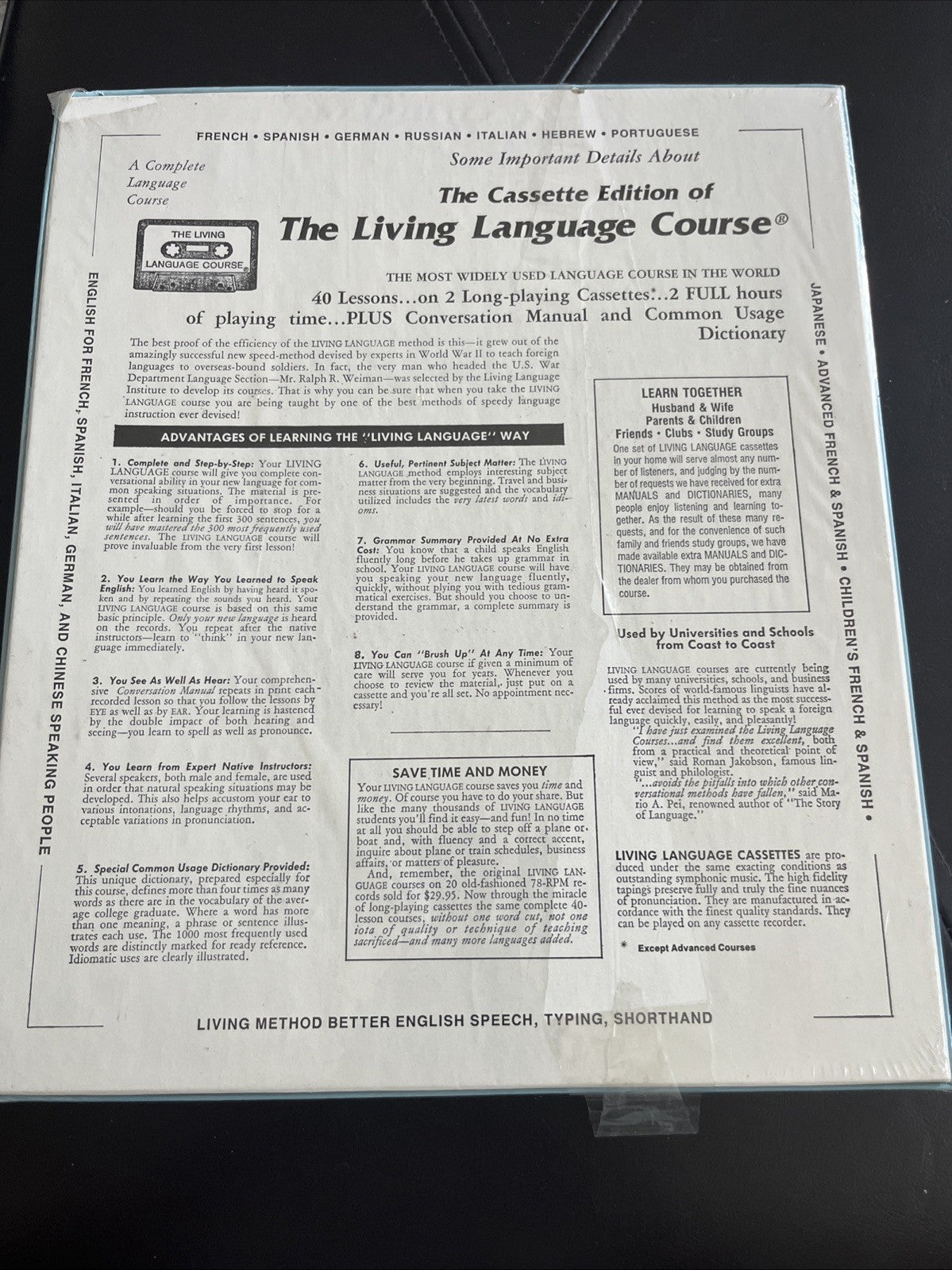 LIVING FRENCH Cassette Edition Complete Language Course 40 Lessons, 2 Cassettes
