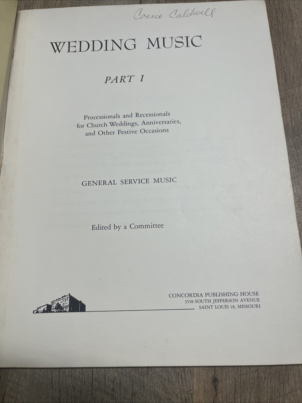 Wedding Music Part 1 Song Book :Processional & Recessionals…. 1952