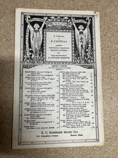 Vintage Sheet Music Broadway Showbook Choral Series/CAPPELLA Motets Madrigals..