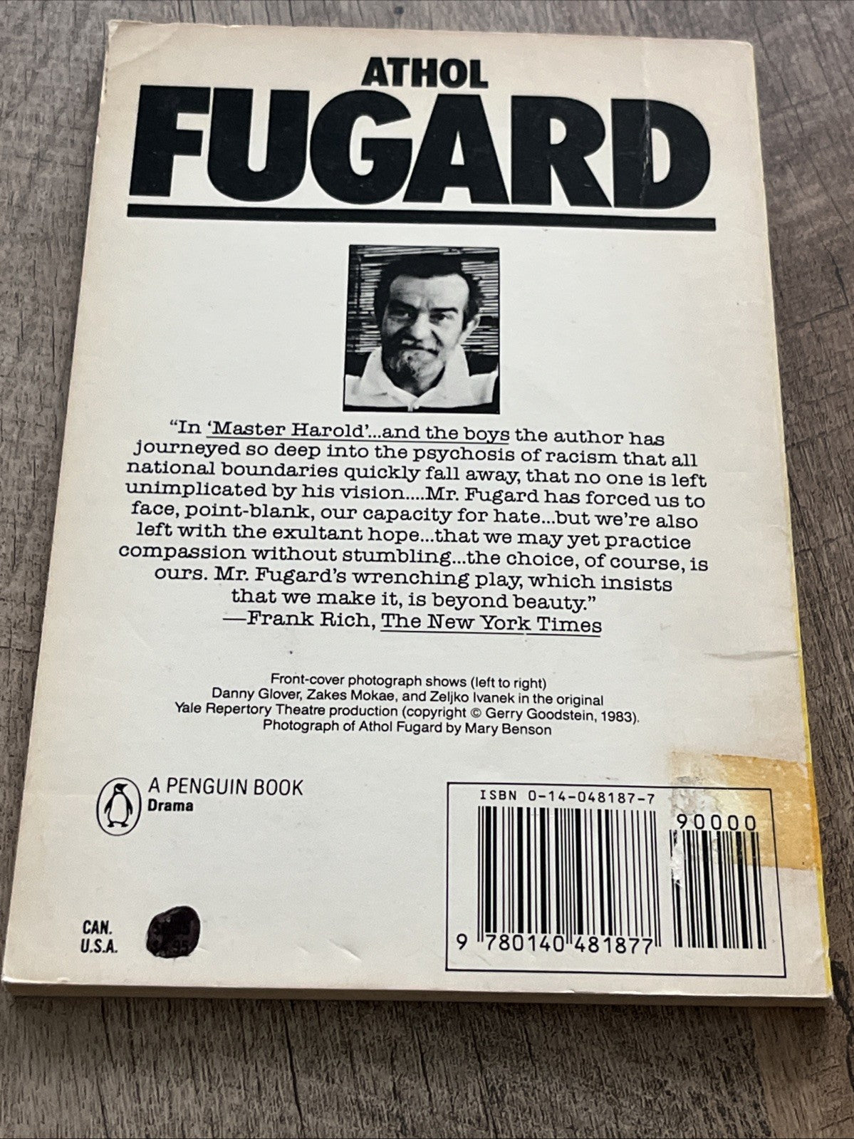 Master Harold And The Boys/Penguin Plays/Athol Fugard/1984/RARE