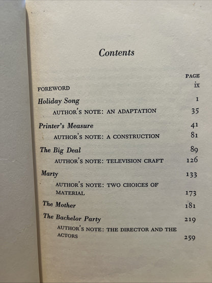 Chayefsky, Paddy TELEVISION PLAYS  1st Edition 1955