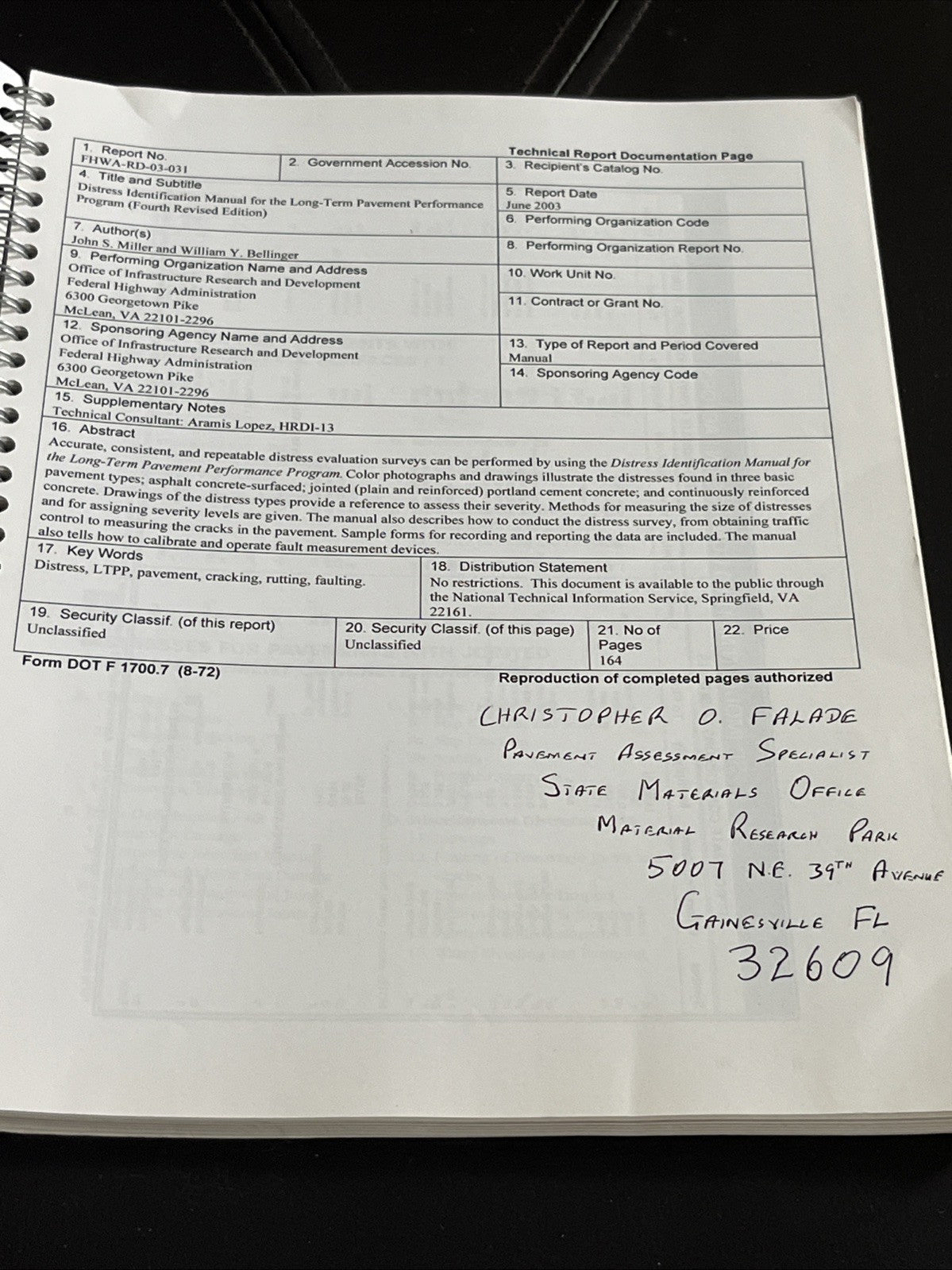 Distress Identification Manual for the Long-Term Pavement Performance Program