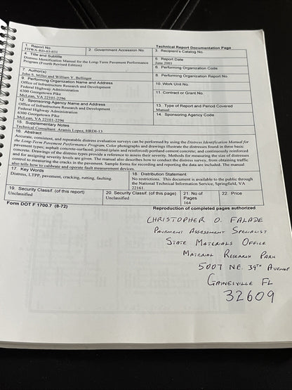 Distress Identification Manual for the Long-Term Pavement Performance Program