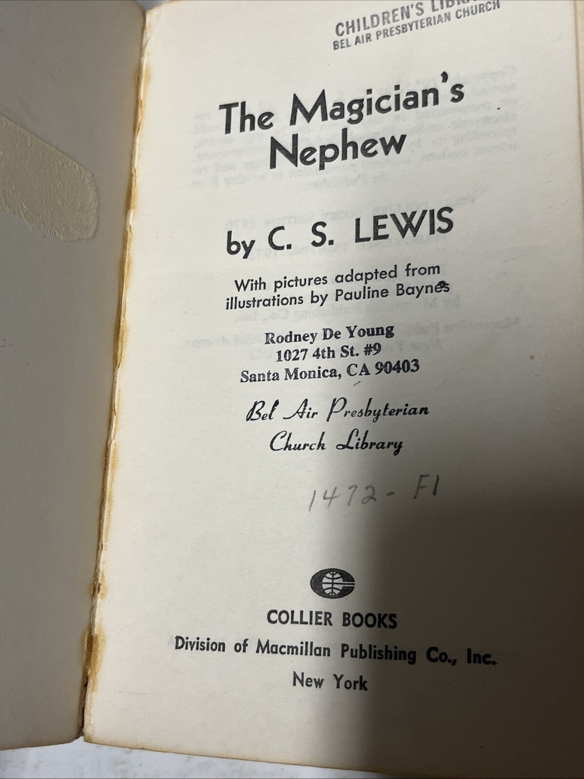 The Chronicles of Narnia Book CS Lewis 1, 2, 3, 5, & 6 Collier Books 1970s