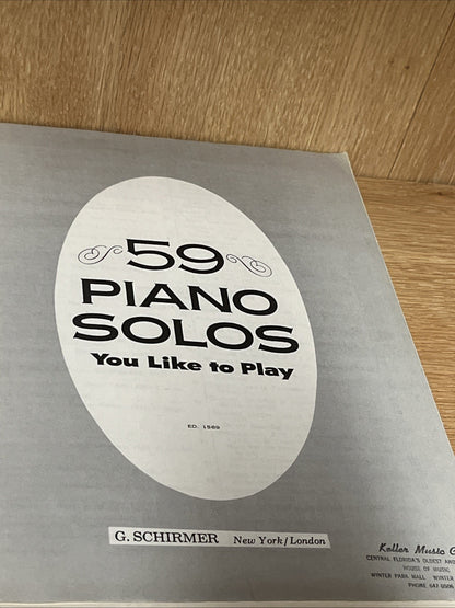 Vintage 59 Piano Songs You Like to Play G Schirmer New York/London EUC ( 1939 )