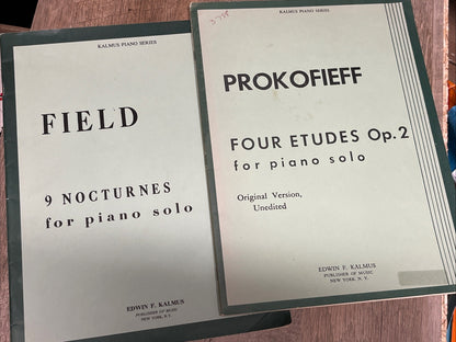PROKOFIEFF / FIELD piano Sheet Music Edwin F KALMUS 2 Lot VT Music Books