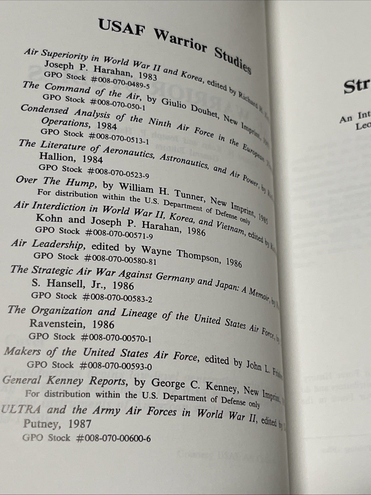 Strategic Air Warfare: USAF Warrior Studies From Office of US Air Force History