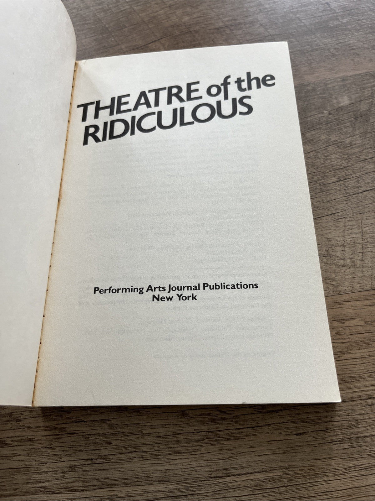 Theatre of the Ridiculous, Bonnie Marranca and Gautam Dasgupta