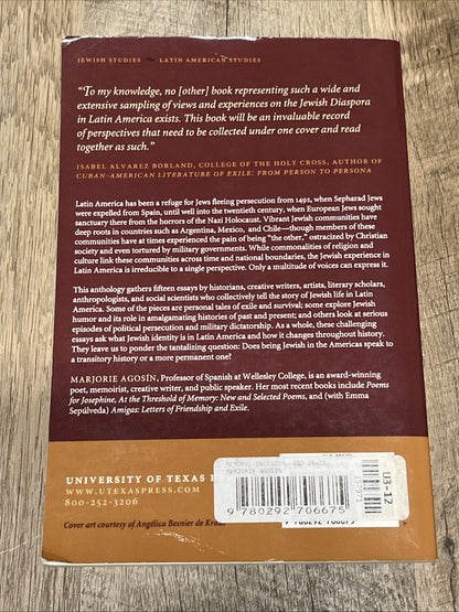 MEMORY, OBLIVION, AND JEWISH CULTURE IN LATIN AMERICA 1st Ed By Marjorie Agosin