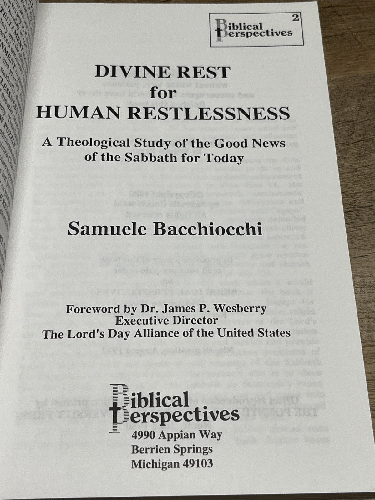 Divine Rest for Human Restlessness Samuele Bacchiocchi 1988 6th printing