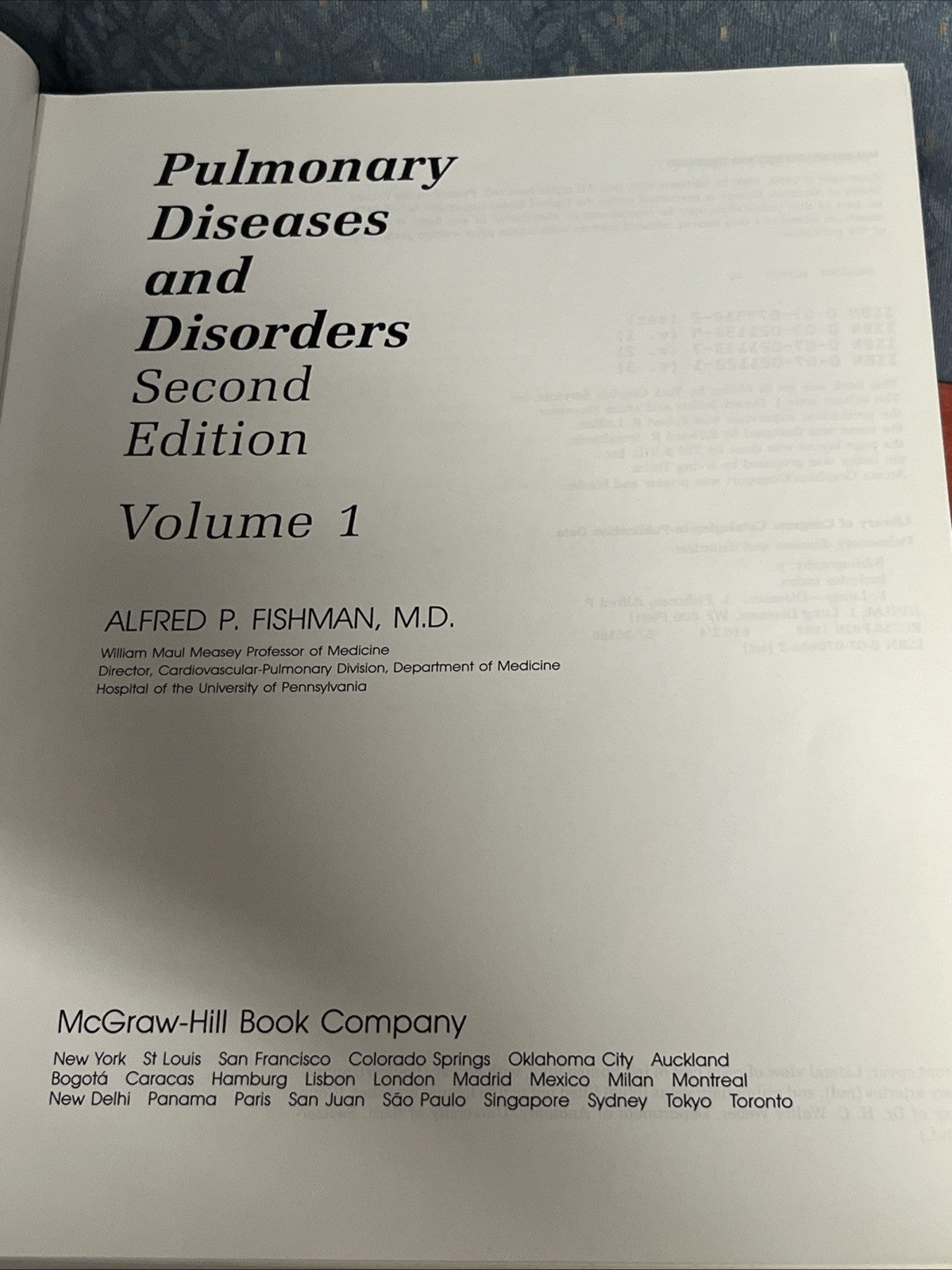 Pulmonary Diseases and Disorders, 2nd Ed, Alfred Fishman, 4 Volume Set,1988/1992