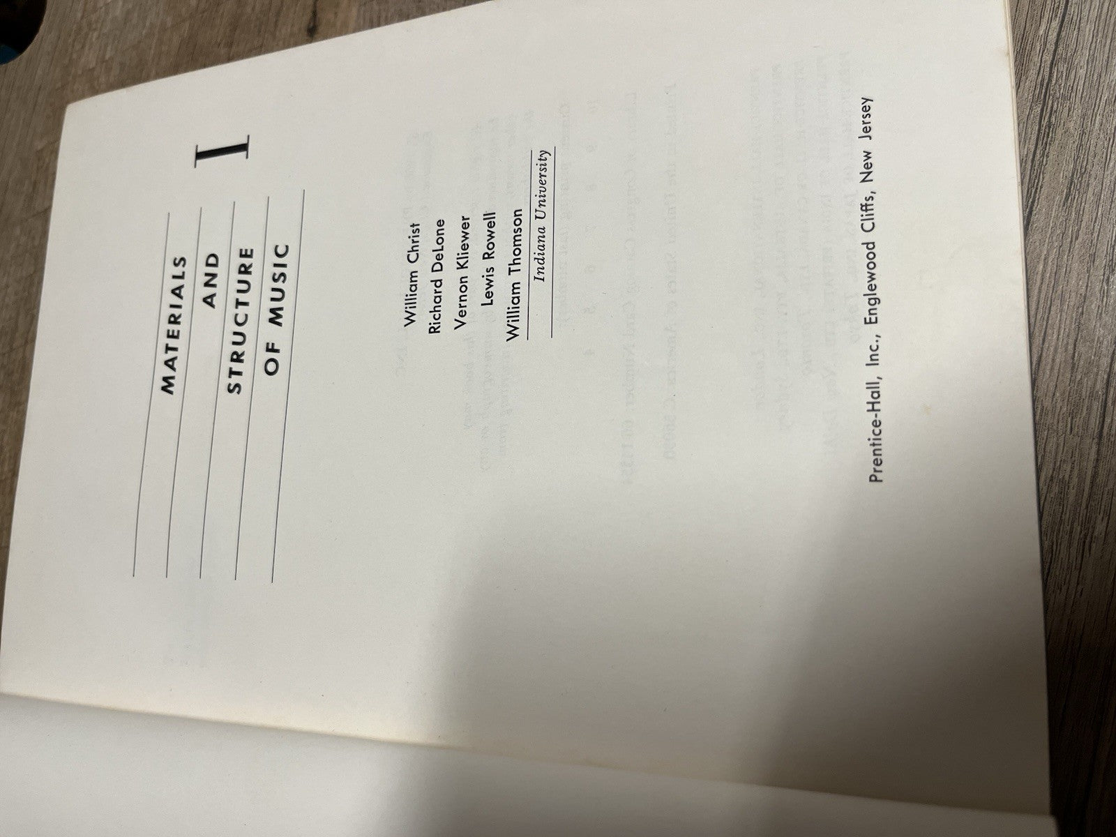 Materials and Structure of Music Vol.1 &2 First Edition William Christ 1966-1967