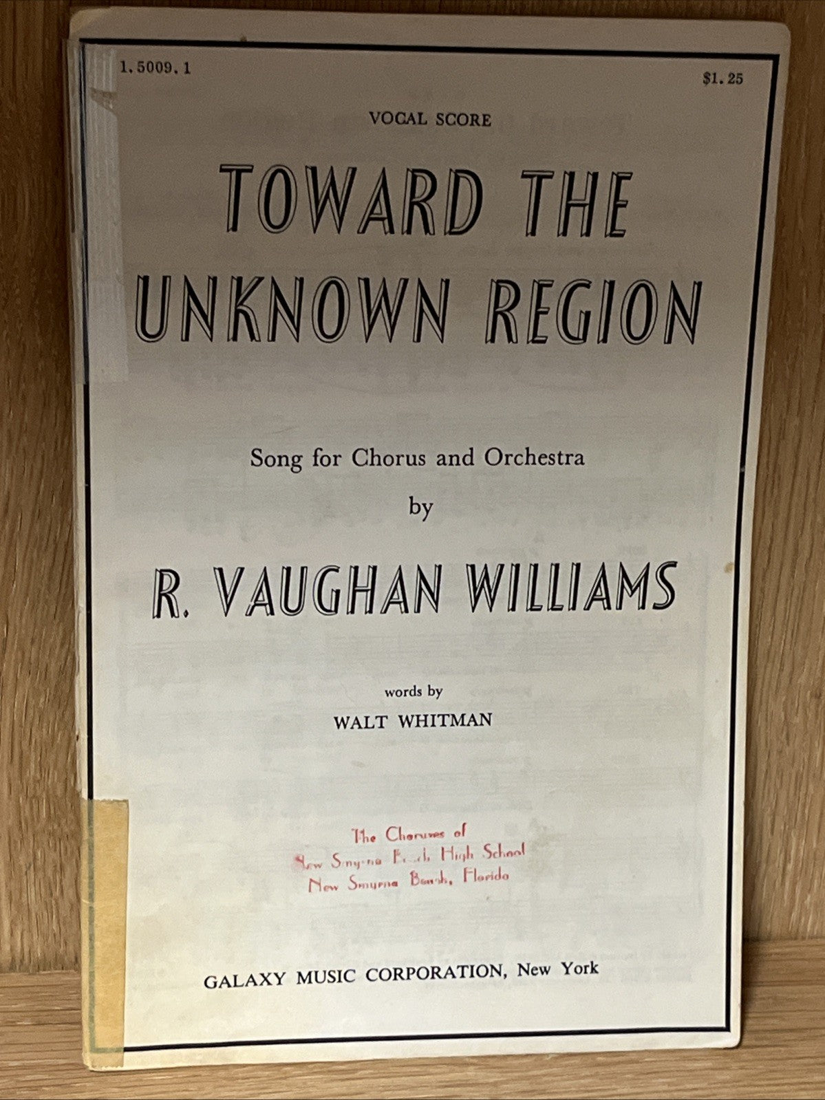 vaughan williams, ralph: toward the unknown region by walt whitman 1918