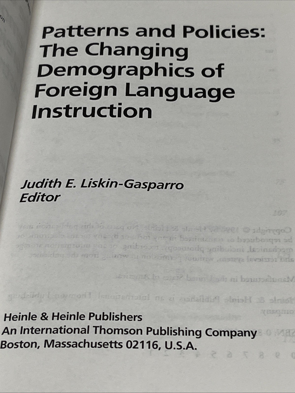 Patterns and Policies :The Changing Demographics of Foreign Language Instruction