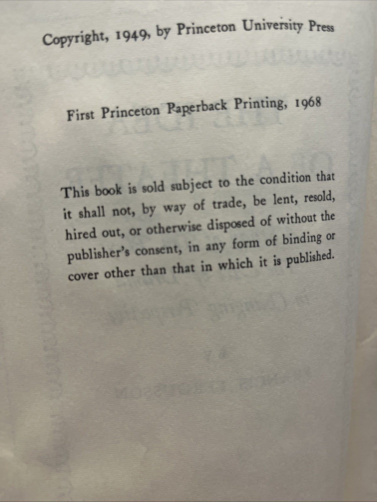 The Idea of a Theater by Francis FERGUSSON First Printing 1968 Ex Lib