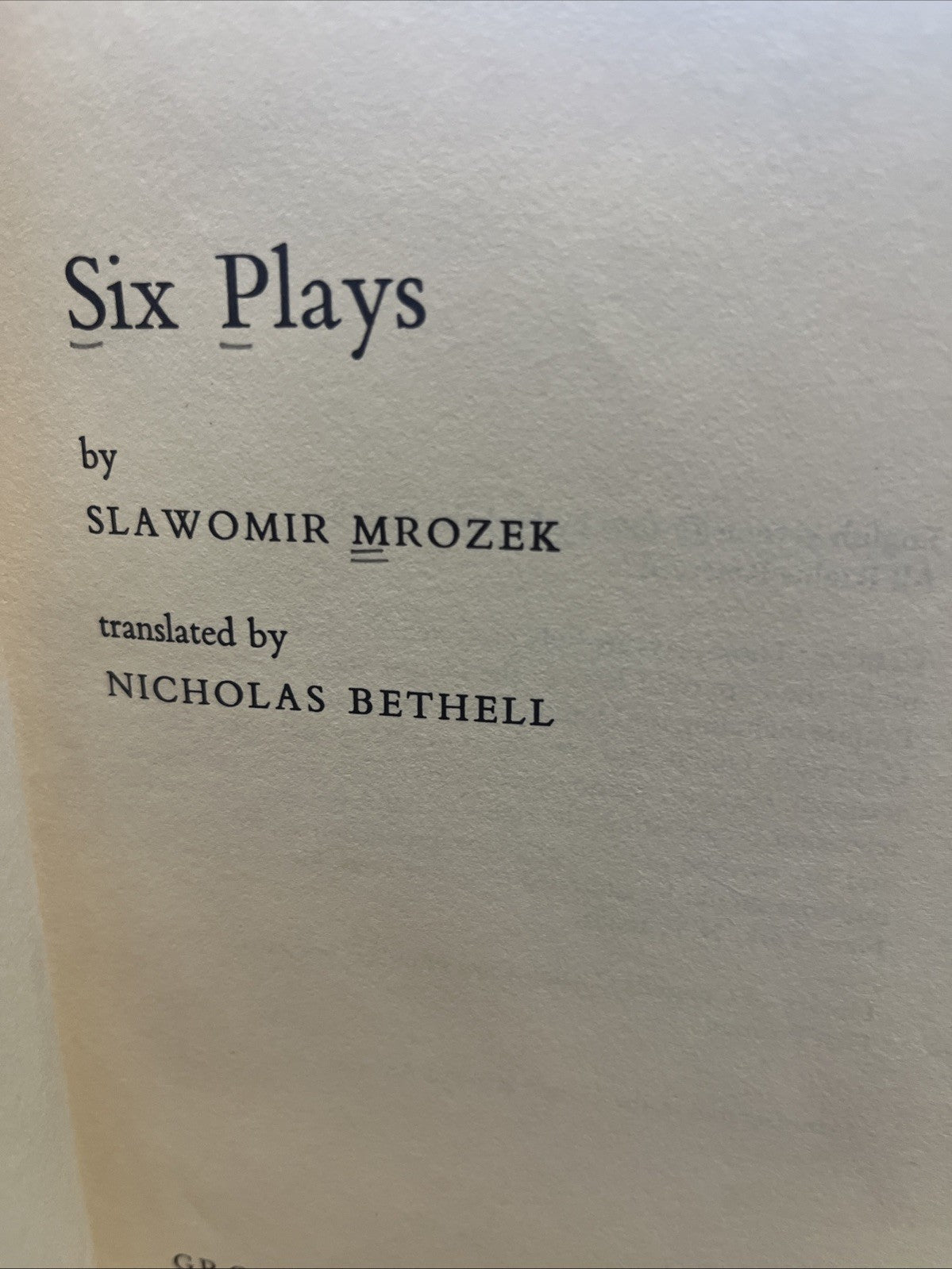 Six Plays by Slawormir Mrozek First Edition (1967) Hardcover Ex lib