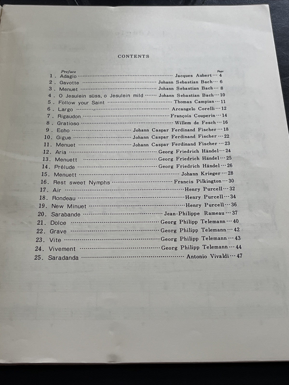 25 Baroque Pieces For Descant Recorder and Keyboard By Ichiro Tada 1965