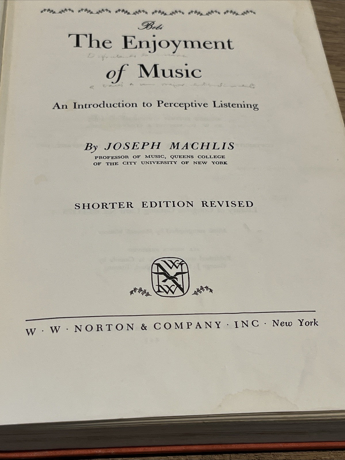 The Enjoyment Of Music By Joseph Machlis 1963 Hardcover W. W. Norton ; Ex Lib