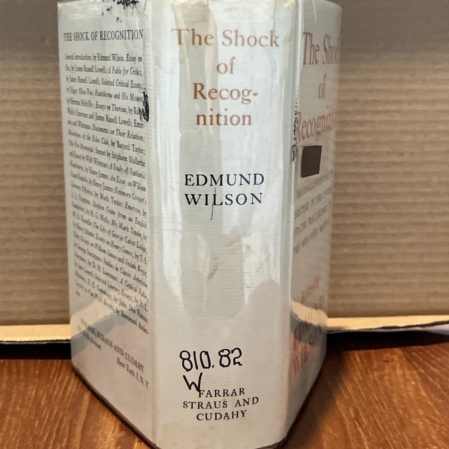 The Shock Of Recognition By Edmund Wilson (1955) Ex Lib