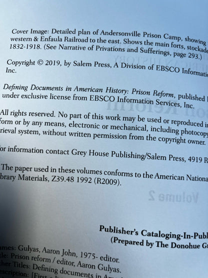 Defining Documents in American History: Prison Reform Vol. 2