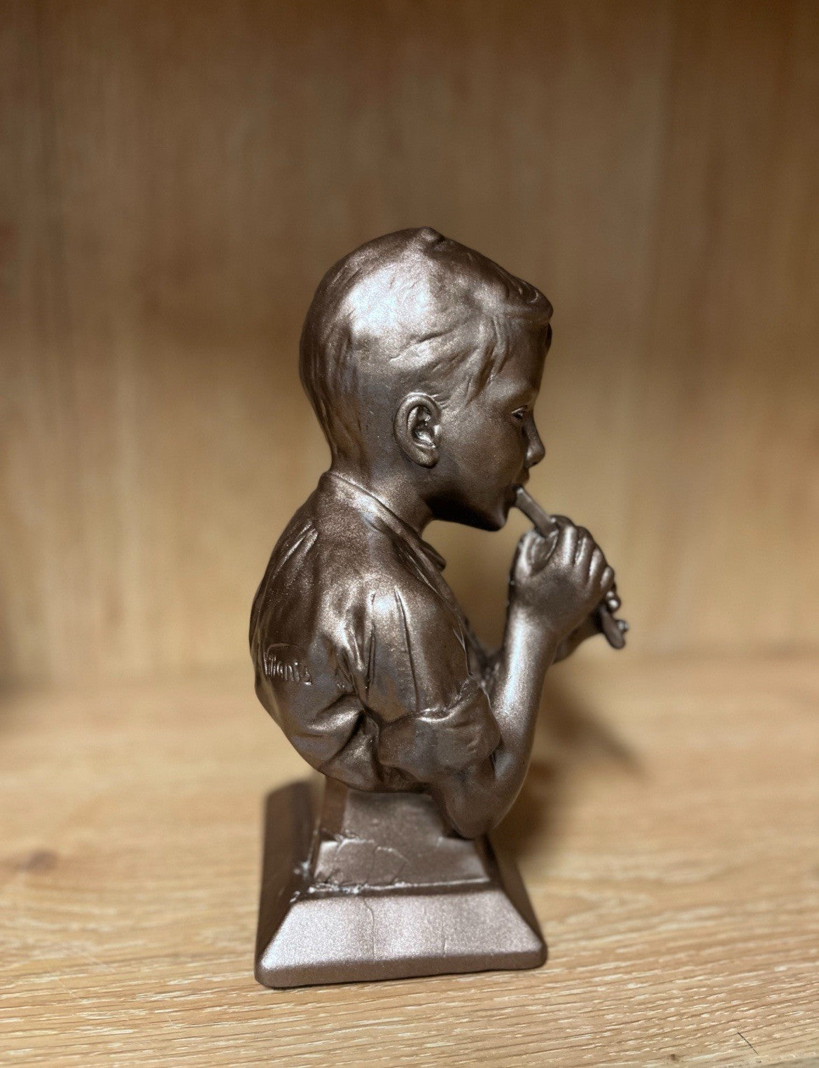 Signed and Marked Emmanual Villanis Bookend Busts Boy Playing Flutes
