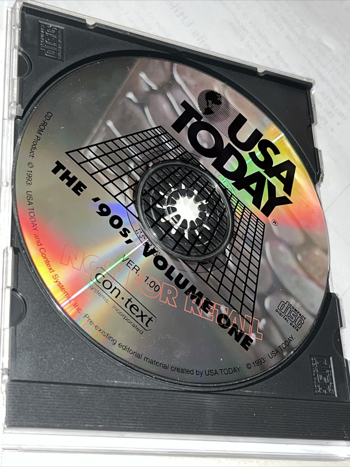 USA Today The '90s Volume 1 - CD ROM Multimedia Time Capsule Of News 1993