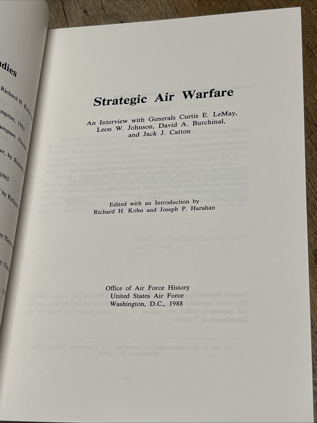 Strategic Air Warfare: USAF Warrior Studies From Office of US Air Force History
