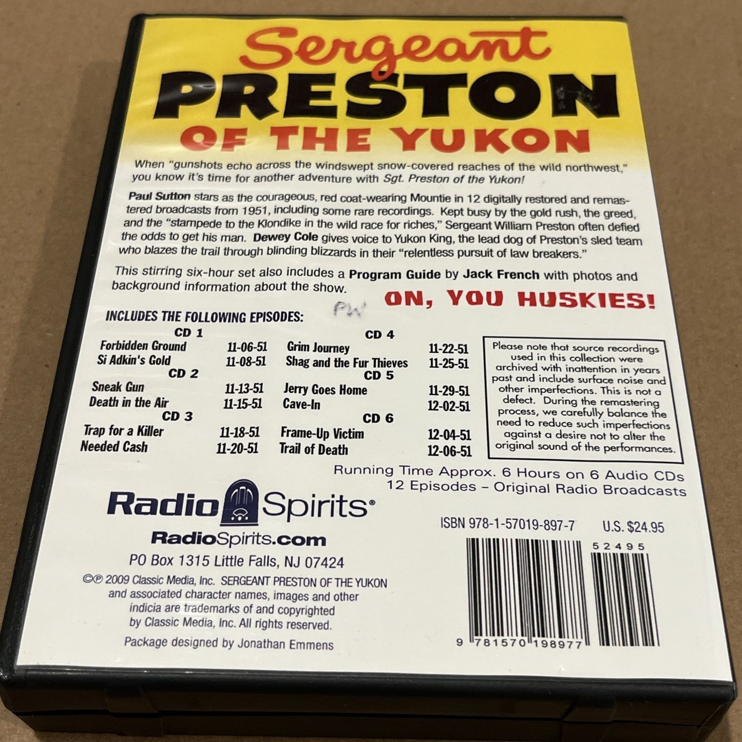 Sergeant Preston Of The Yukon: Blazing Trails. Radio Spirits 12 Episode CD