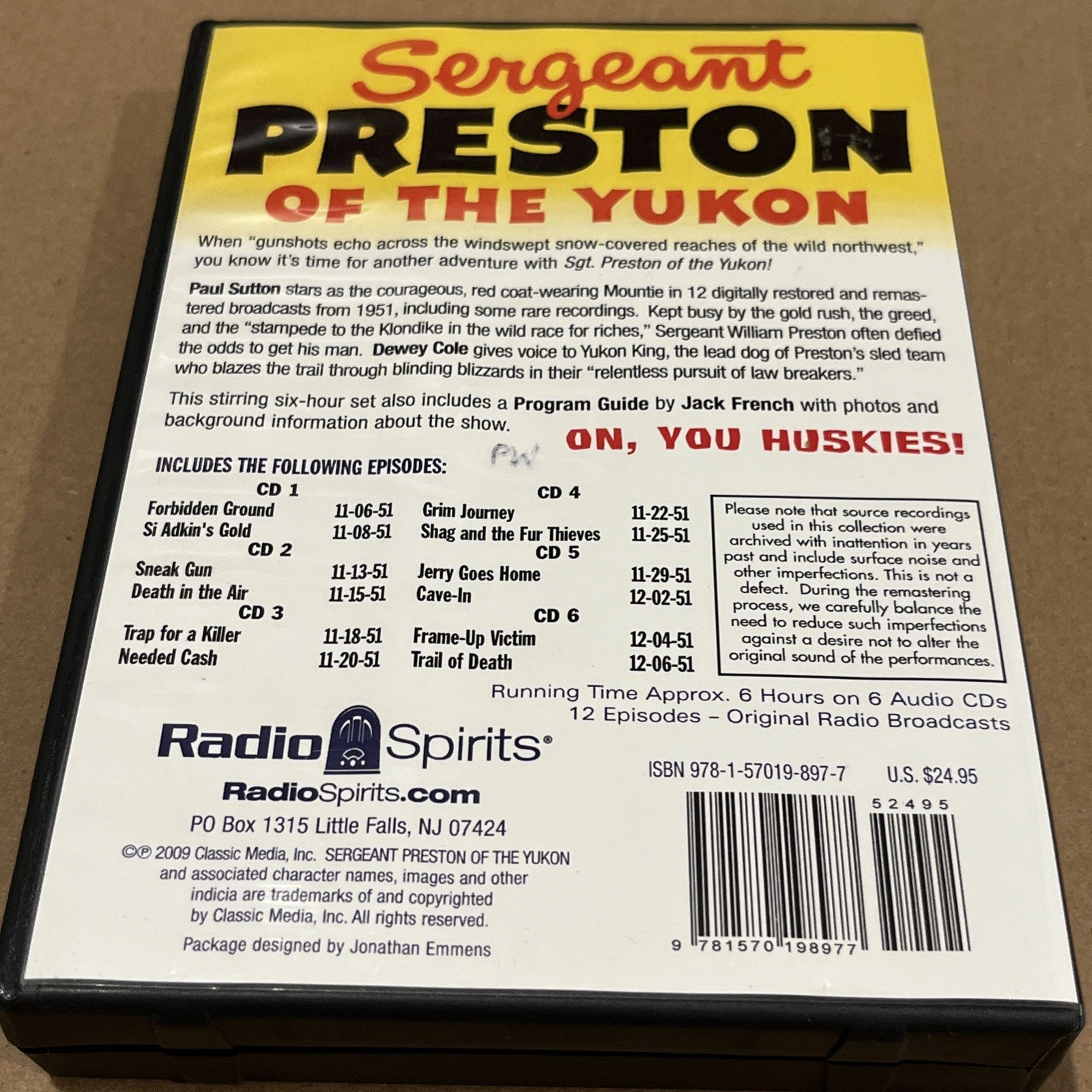 Sergeant Preston Of The Yukon: Blazing Trails. Radio Spirits 12 Episode CD