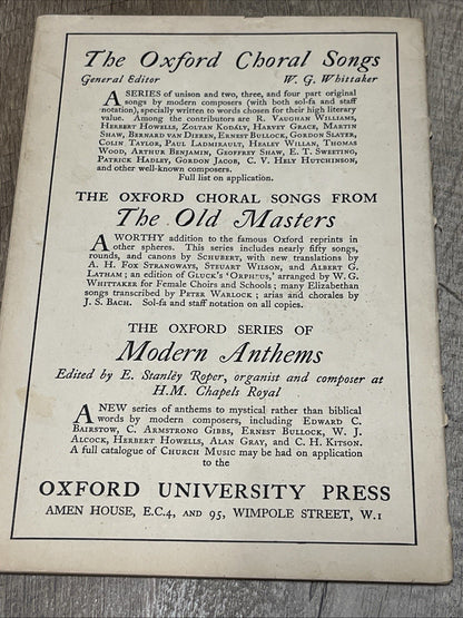 The Oxford Choral Songs from The OLD MASTERS Rounds And Canons By Mozart 1928
