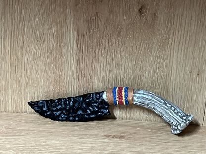 Lava Obsidian,Handmade Winchester Dagger Knife, Wrapped In Bohemian Beads 5”/8”