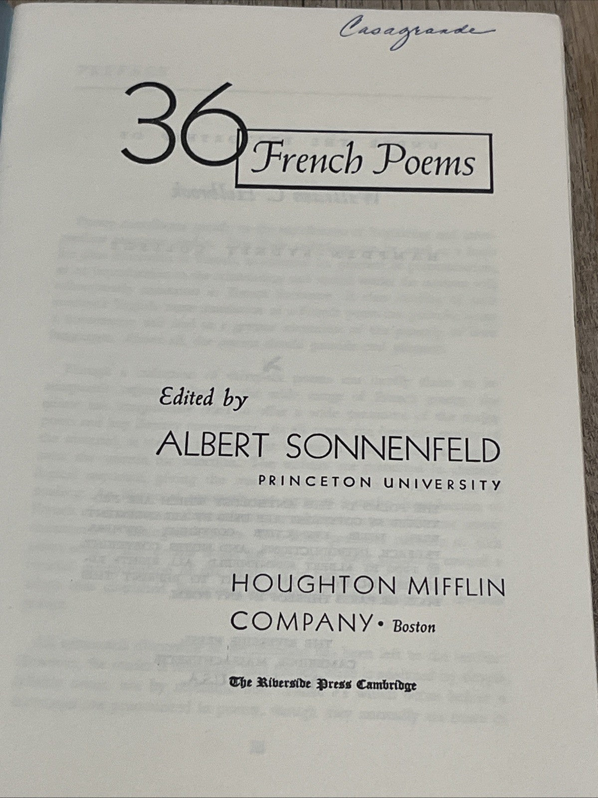 36 French Poems by Albert Sonnenfeld  1960 Pamphlet
