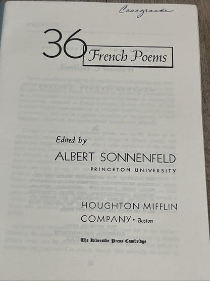 36 French Poems by Albert Sonnenfeld  1960 Pamphlet
