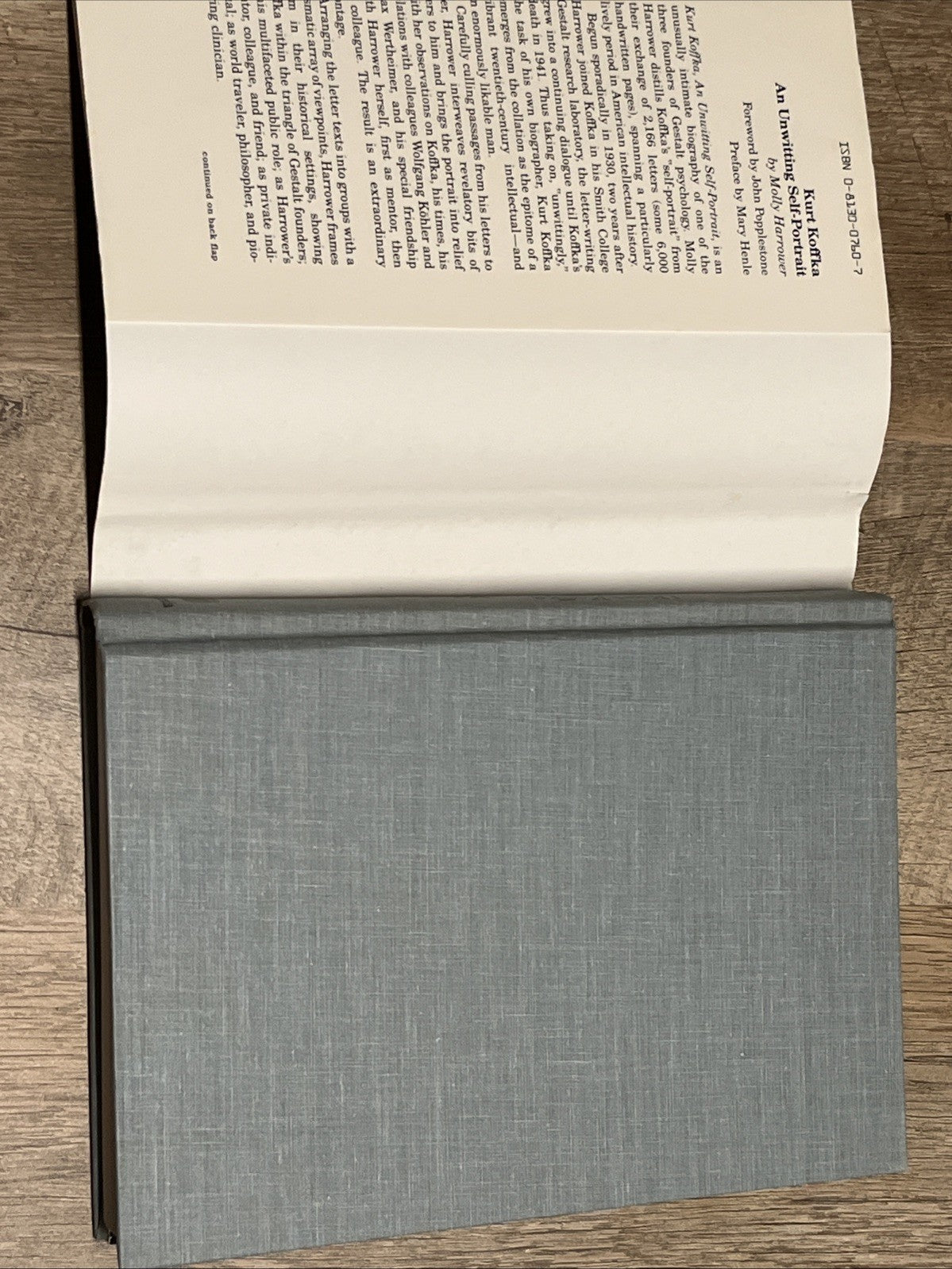KURT KOFFKA: AN UNWITTING SELF-PORTRAIT By Molly Harrower - Hardcover EXCELLENT